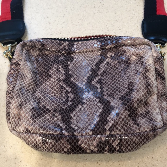 Clare V. Midi Sac Snakeskin Embossed Leather Crossbody Bag - Picture 2 of 4